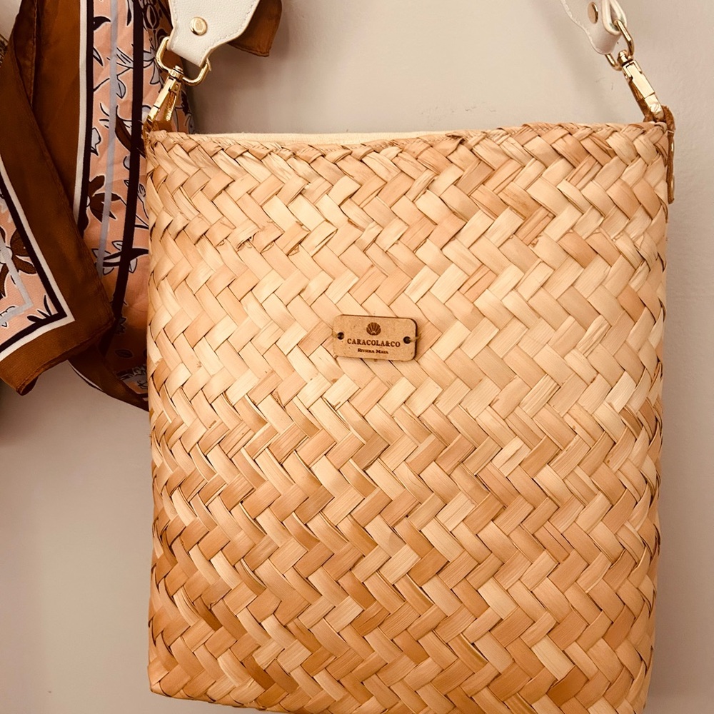 Woven Tan Shoulder Bag